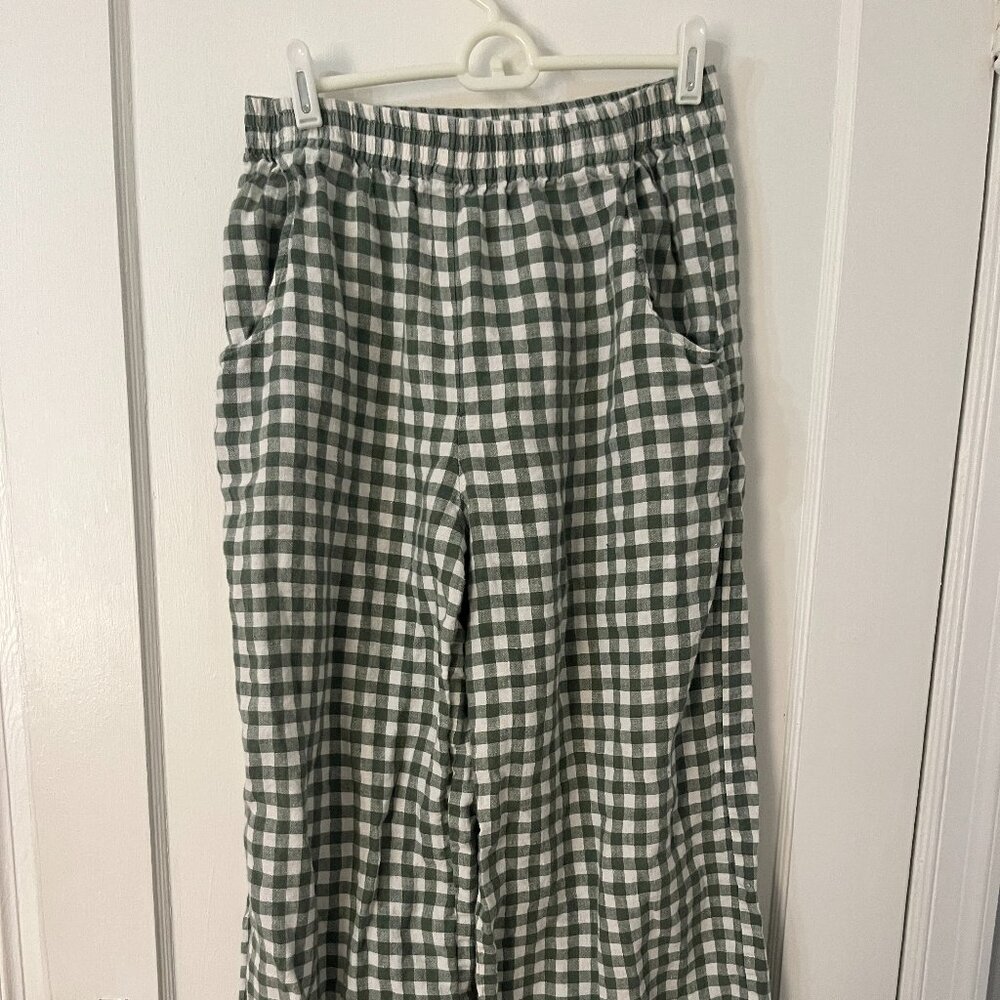 LinenFox Green Gingham Pants Size L